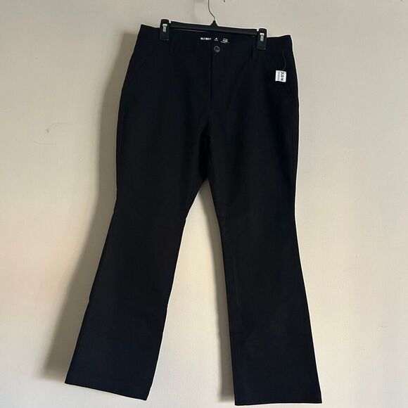 Old Navy High-Rise Flare Pants Women’s Petite 12 Black Adjustable Waist NEW - Picture 1 of 7